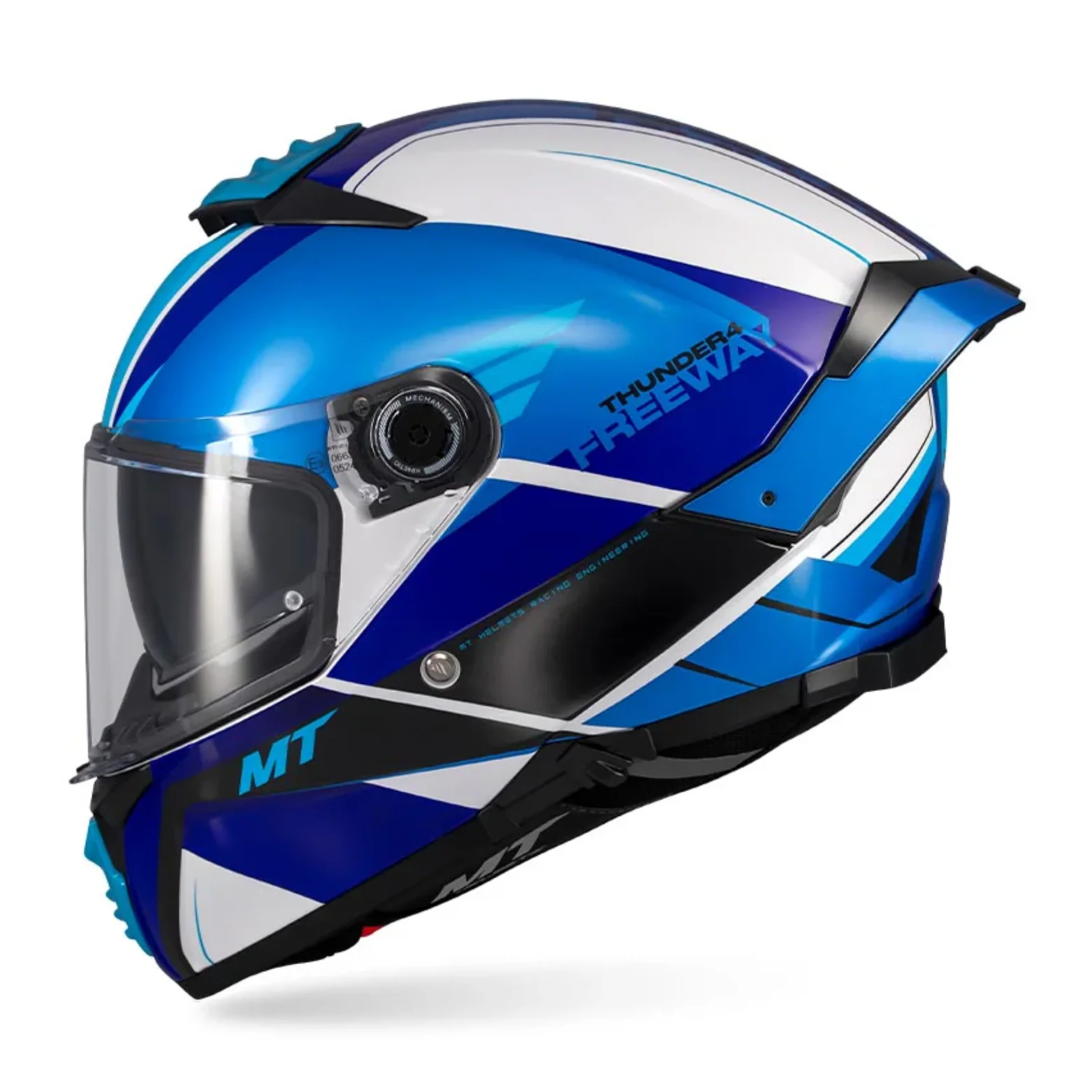 MT Thunder 4 SV Freeway A17 Gloss Blue White Helmet