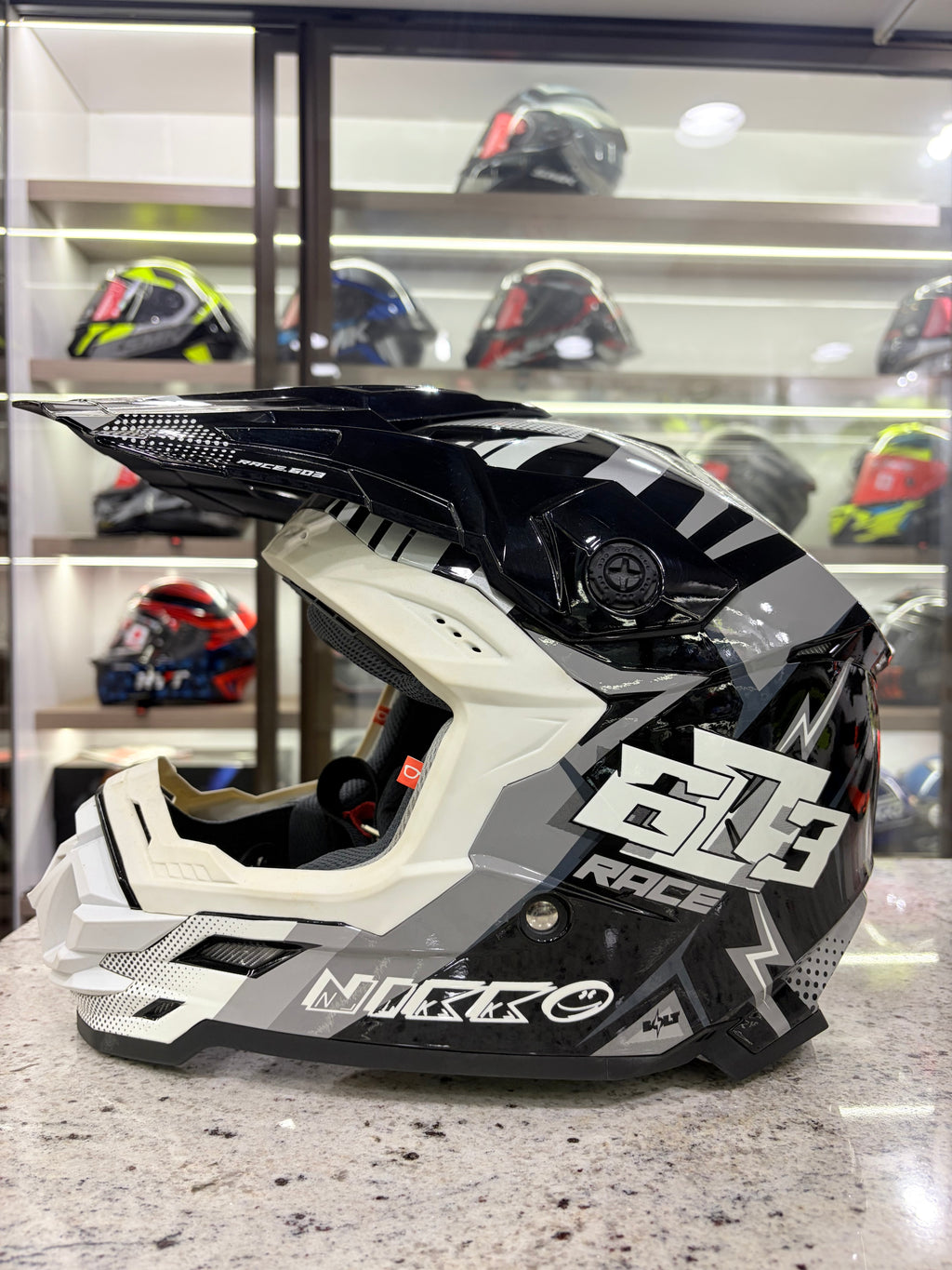 Nikko Offroad /Motocross Helmet -
Gloss Black Grey
(Q.C approved)