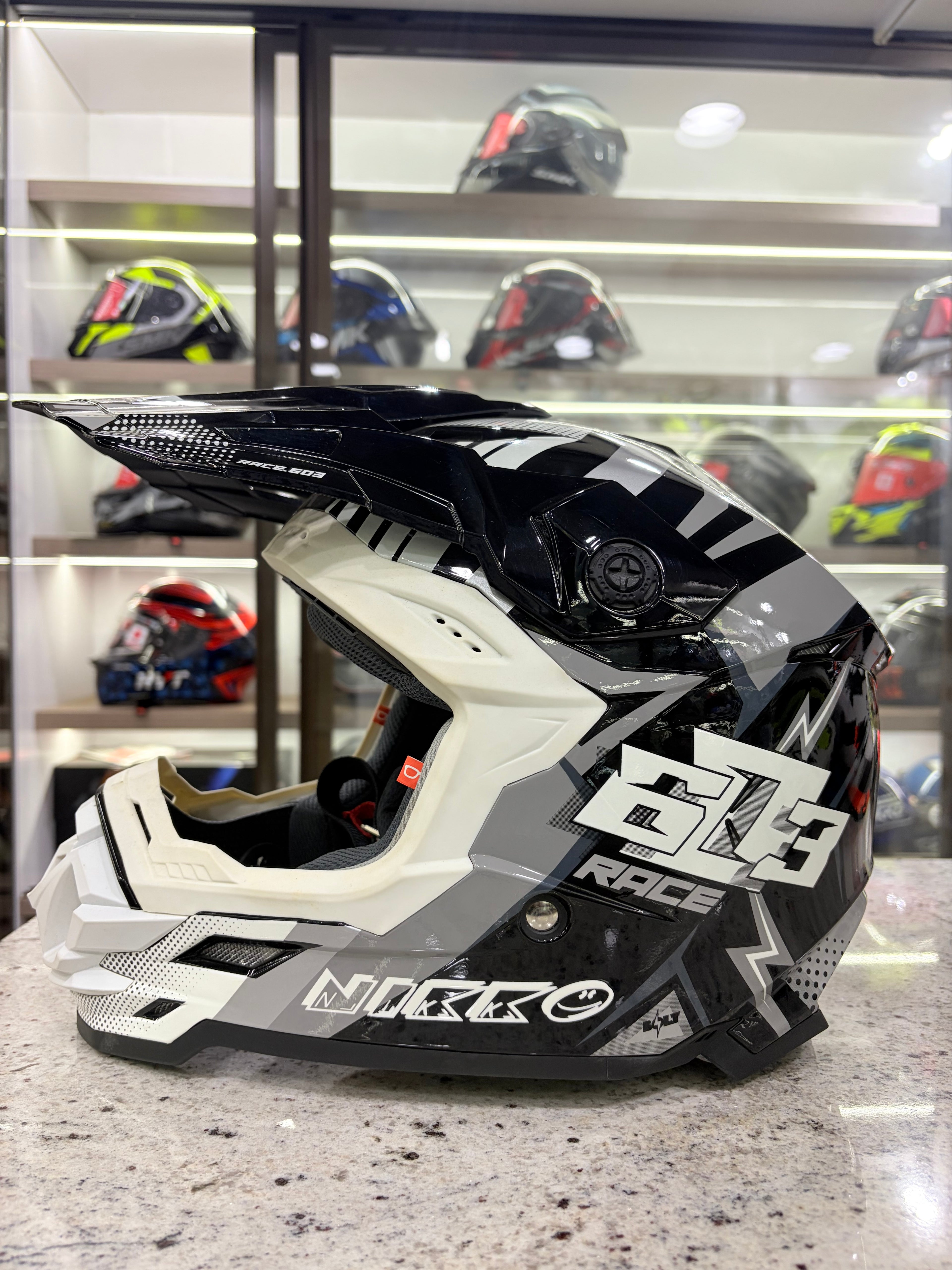 Nikko Offroad /Motocross Helmet -
Gloss Black Grey
(Q.C approved)