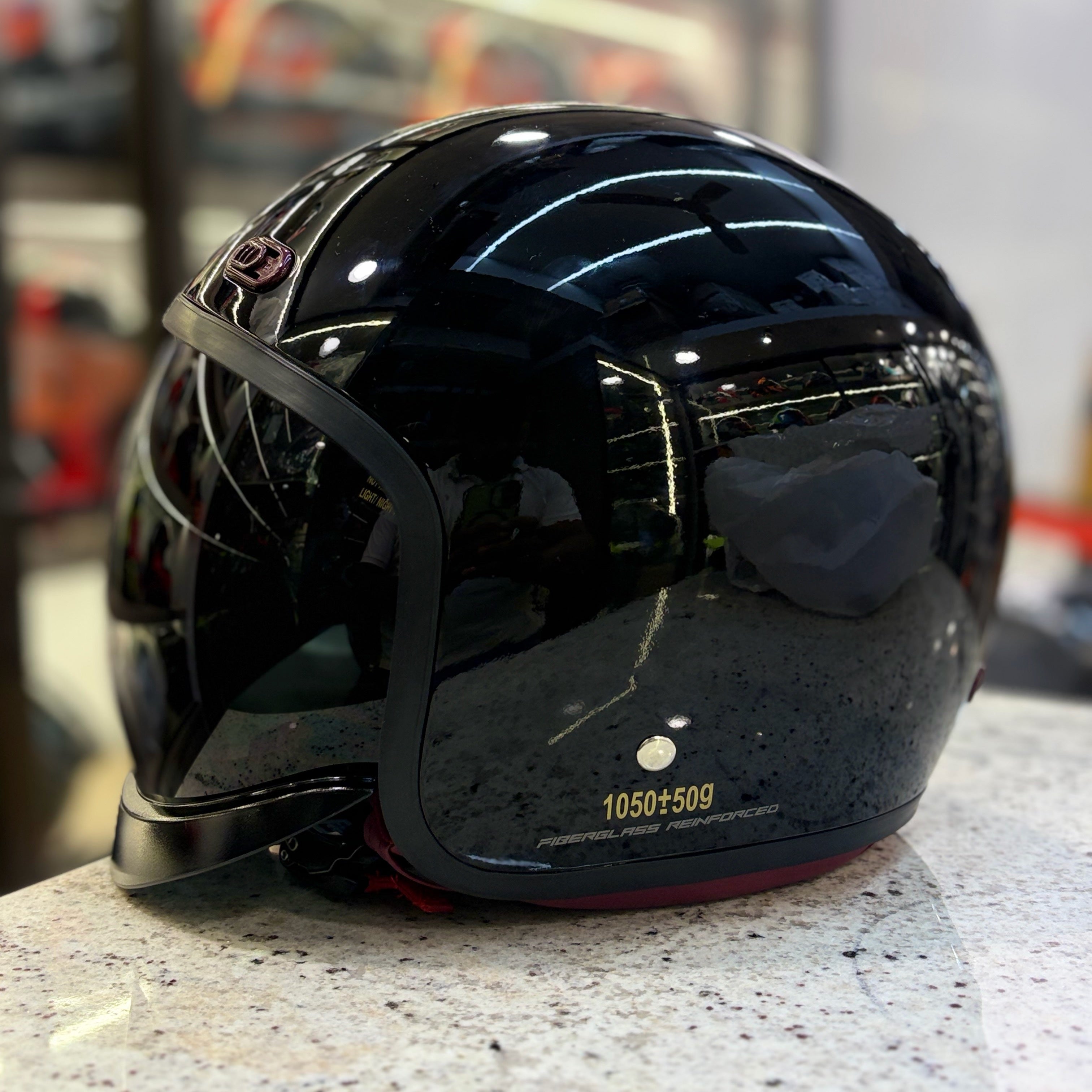 STEELBIRD SBH 67 VINTAGE 5.O GLOSS BLACK HELMET