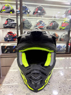 Nikko Motocross Helmet - Gloss Black Neon (Q.C Aproved)