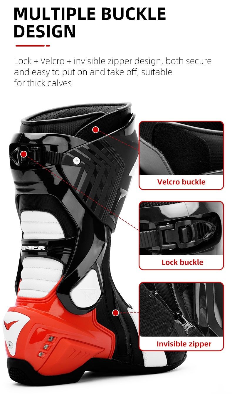 TIGER TR X ONE PRO BOOTS BLACK WHITE RED