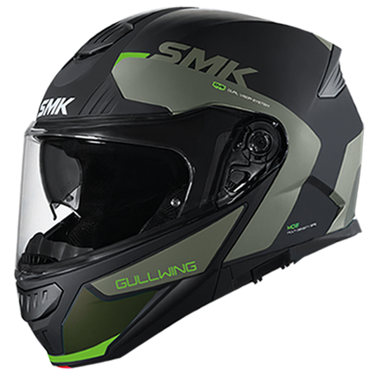 SMK Gullwing Kresto Helmet Black Green Matt (MA288)