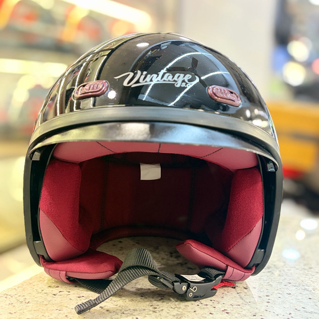 STEELBIRD SBH 67 VINTAGE 5.O GLOSS BLACK HELMET