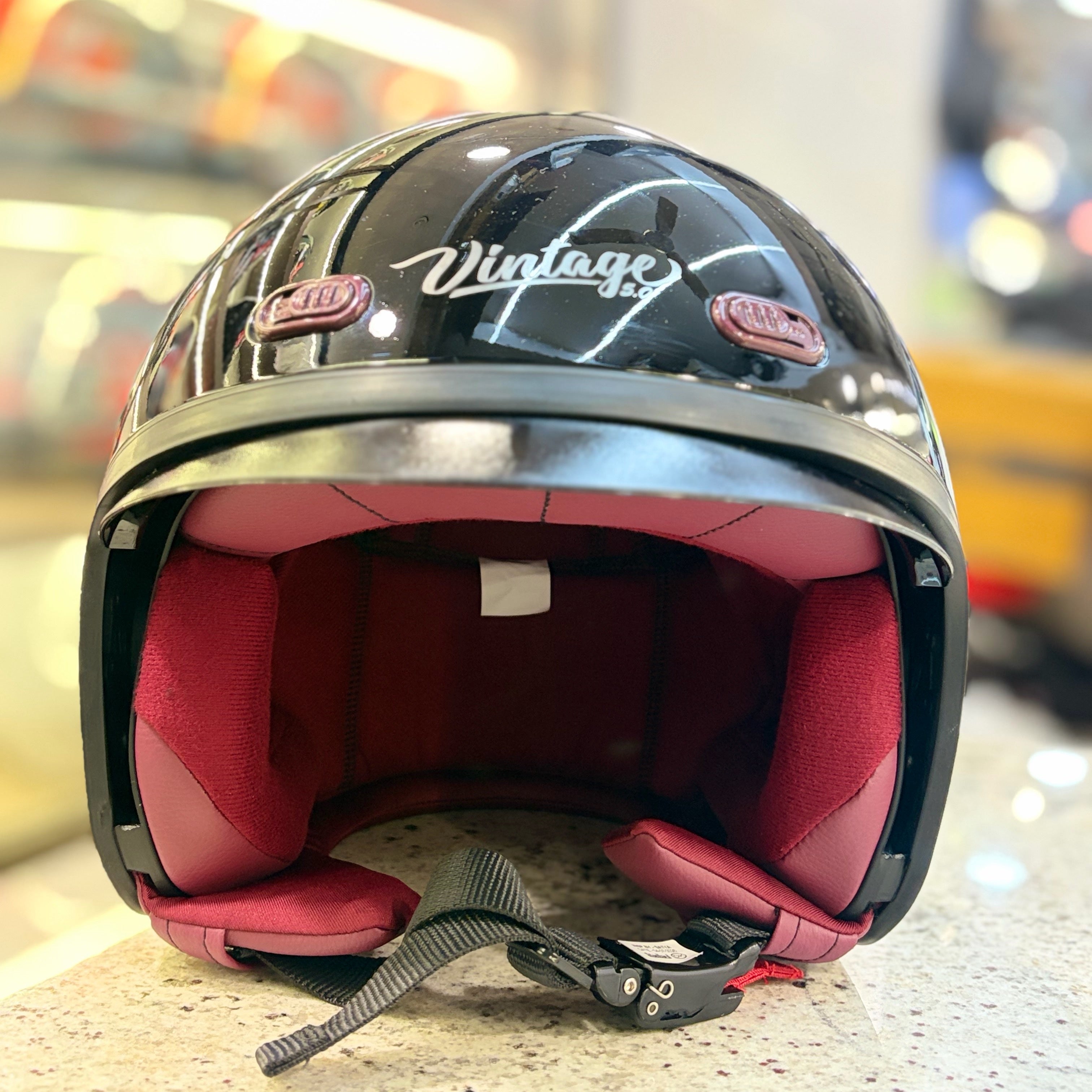 STEELBIRD SBH 67 VINTAGE 5.O GLOSS BLACK HELMET