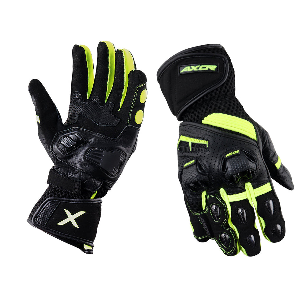 Axor Gator Riding Gloves - Black Neon