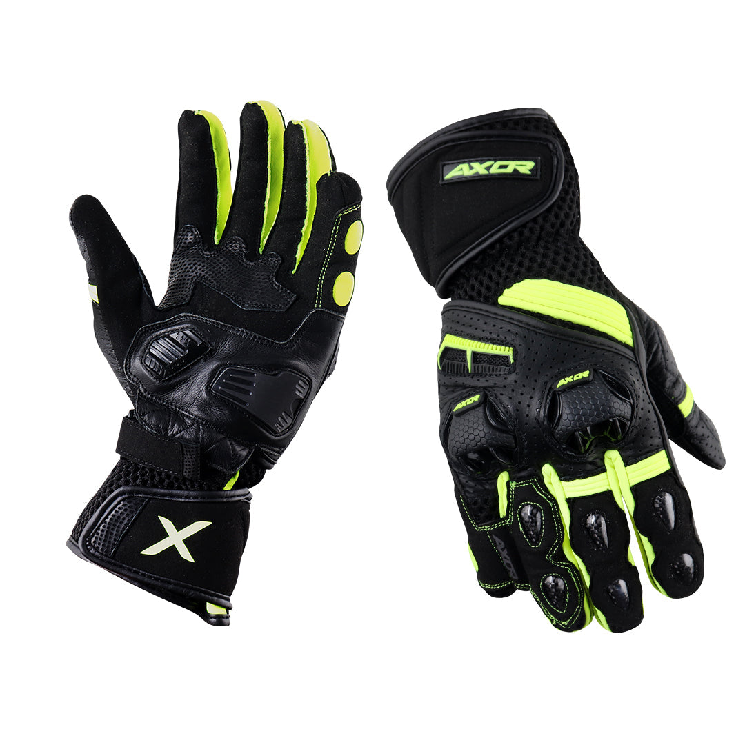 Axor Gator Riding Gloves - Black Neon