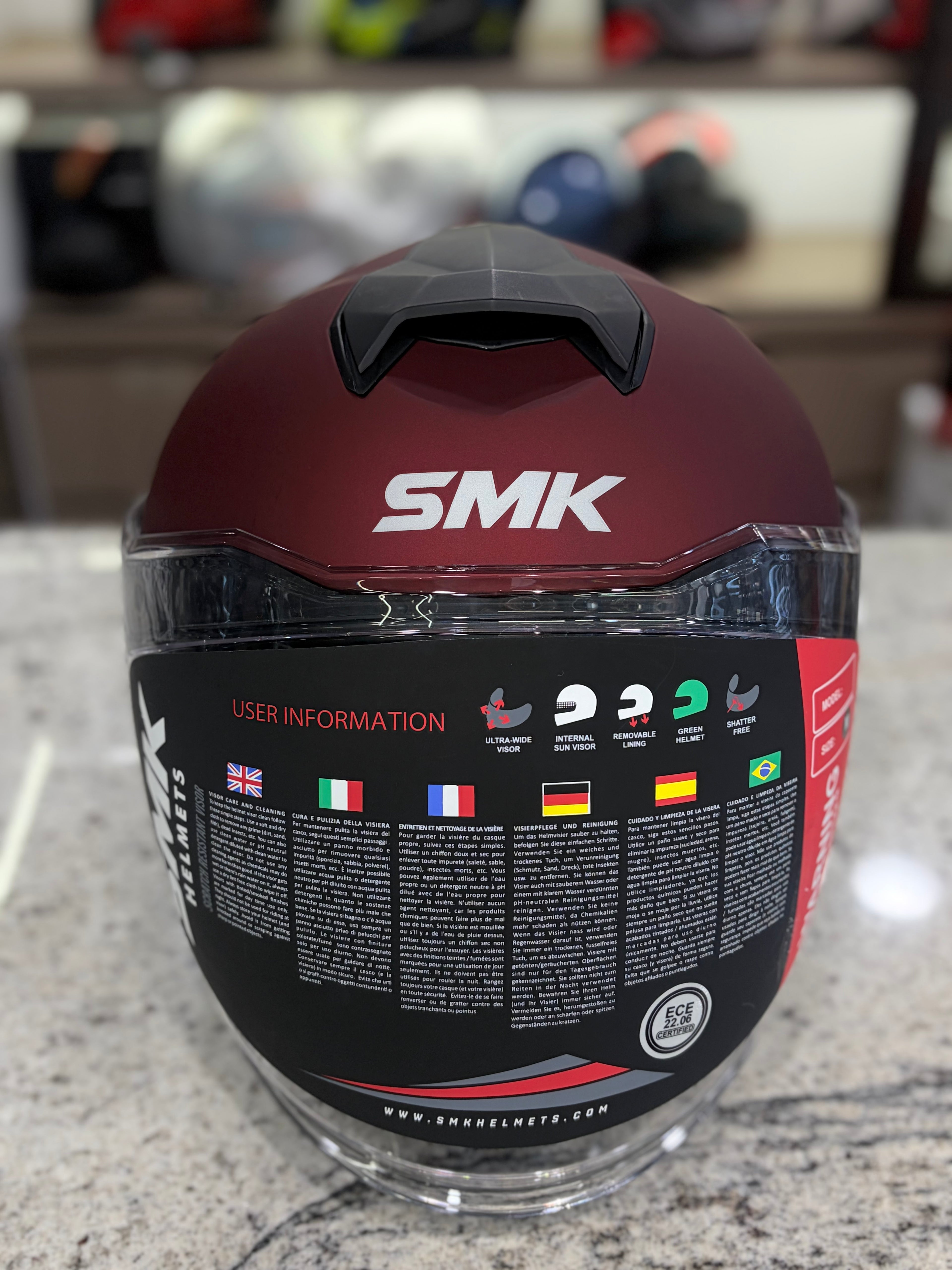 SMK GTJ SOLID MATT WINE RED HELMET