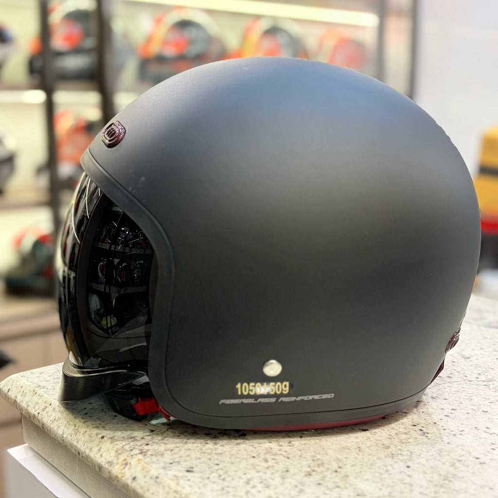 STEELBIRD SBH 67 VINTAGE 5.O MATT BLACK HELMET