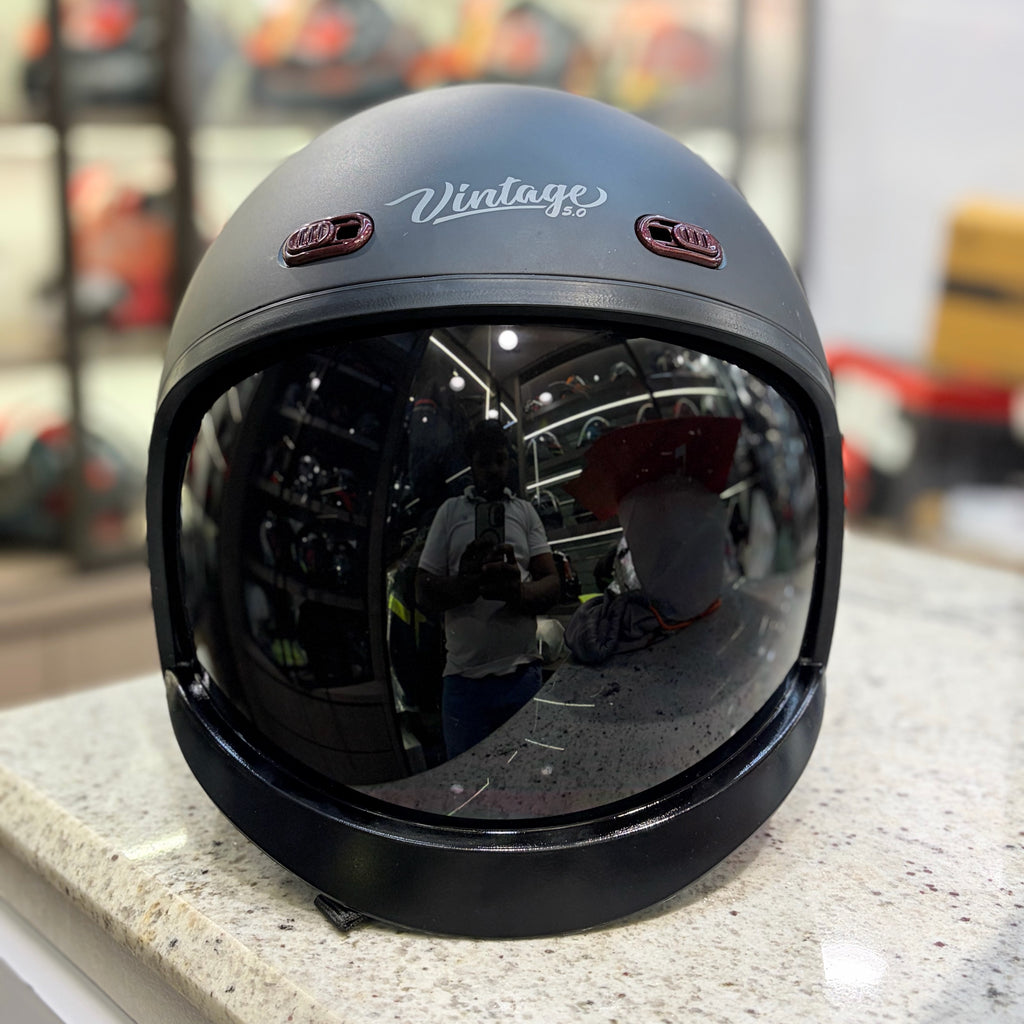 STEELBIRD SBH 67 VINTAGE 5.O MATT BLACK HELMET
