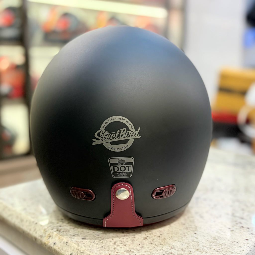 STEELBIRD SBH 67 VINTAGE 5.O MATT BLACK HELMET