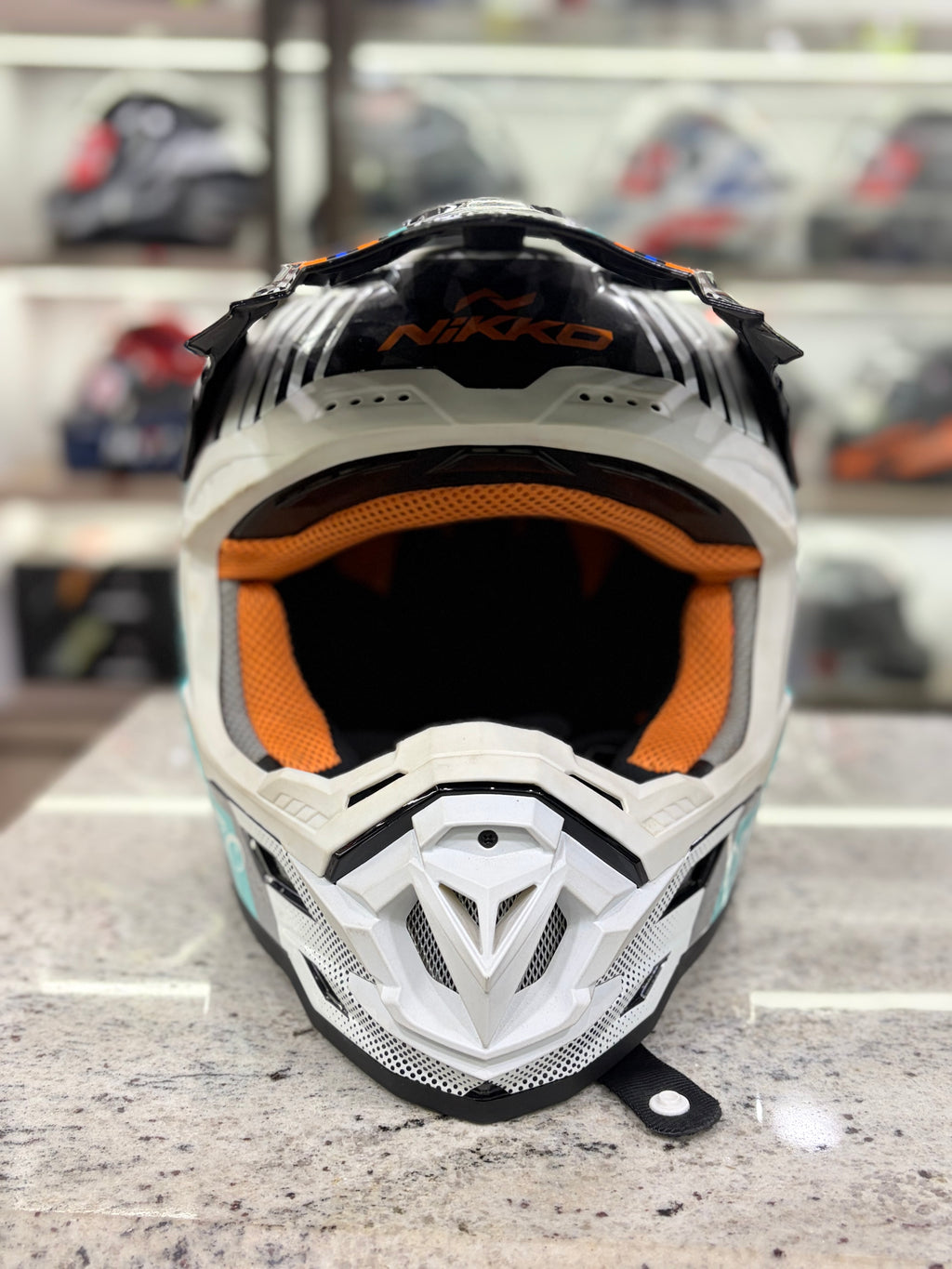 Nikko Offroad /Motocross Helmet -
Gloss Black cyan (Q.C Aproved)