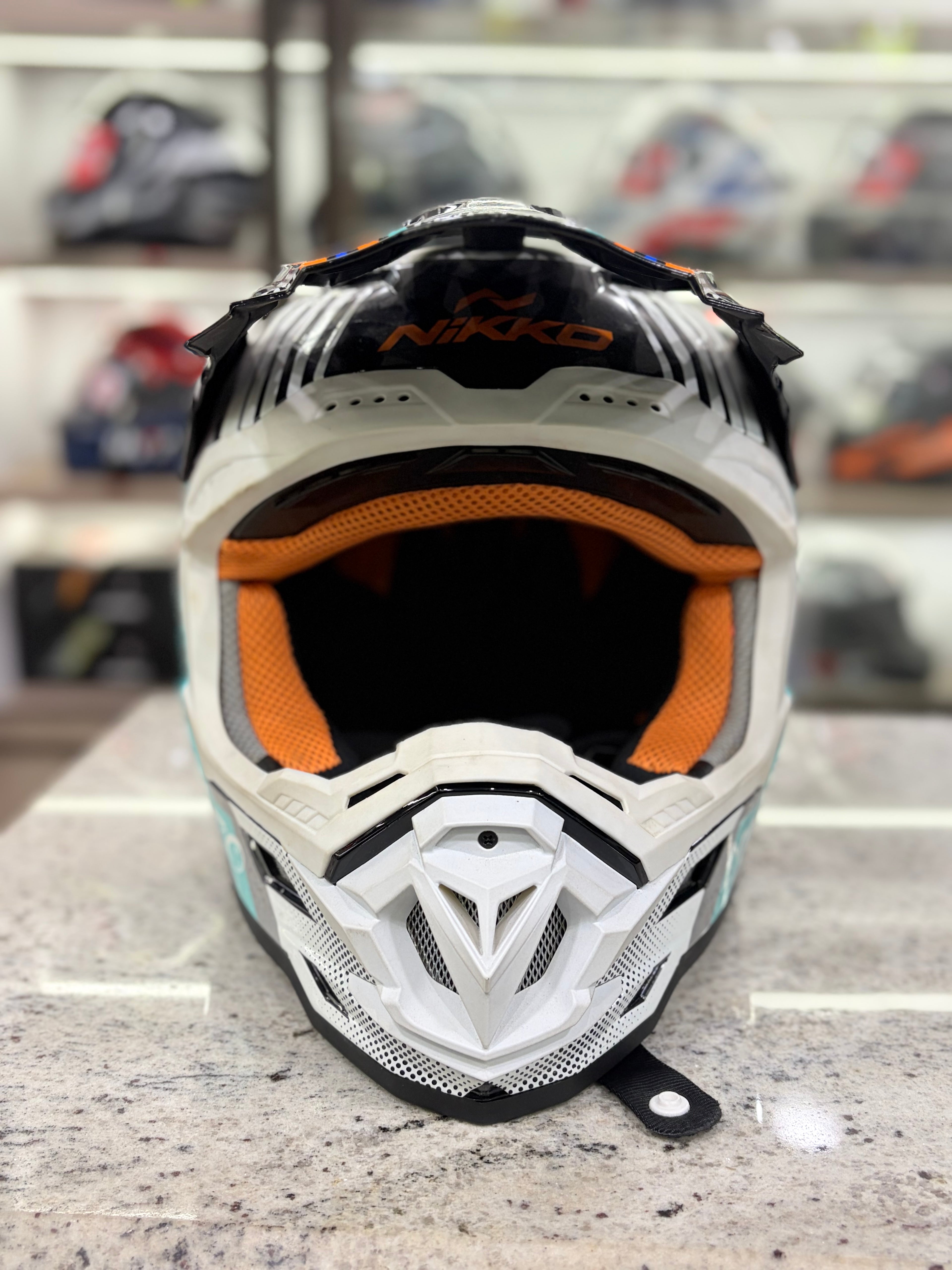 Nikko Offroad /Motocross Helmet -
Gloss Black cyan (Q.C Aproved)