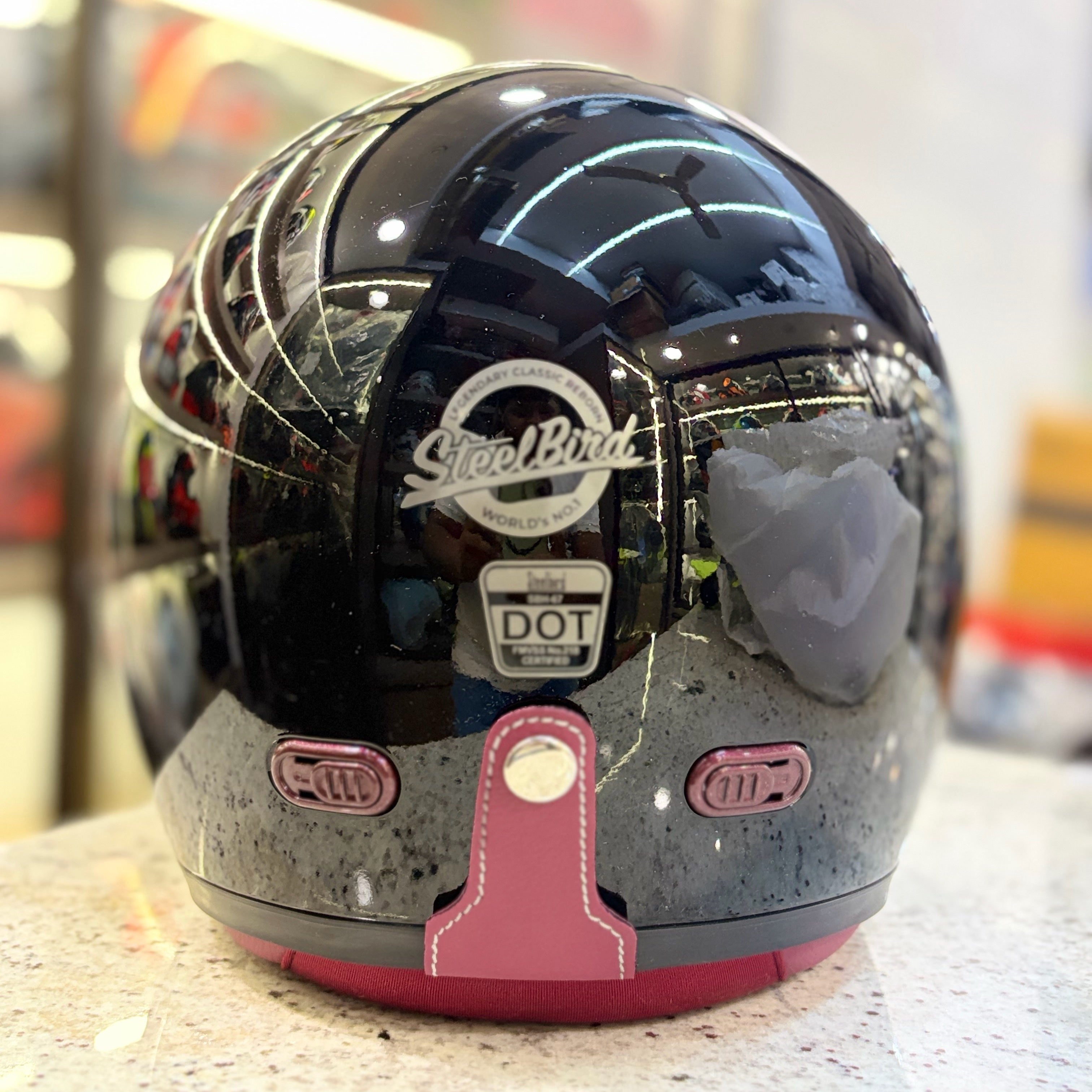 STEELBIRD SBH 67 VINTAGE 5.O GLOSS BLACK HELMET