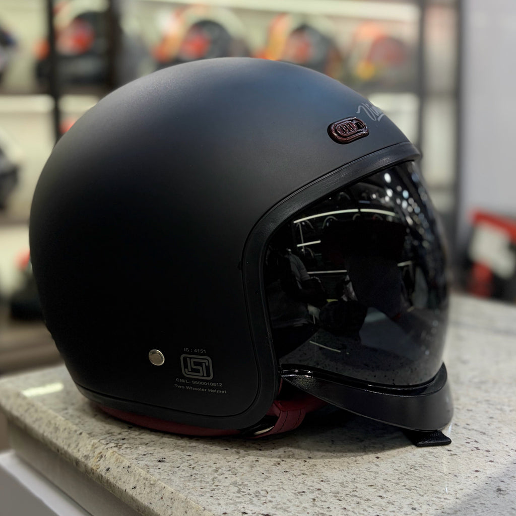 STEELBIRD SBH 67 VINTAGE 5.O MATT BLACK HELMET