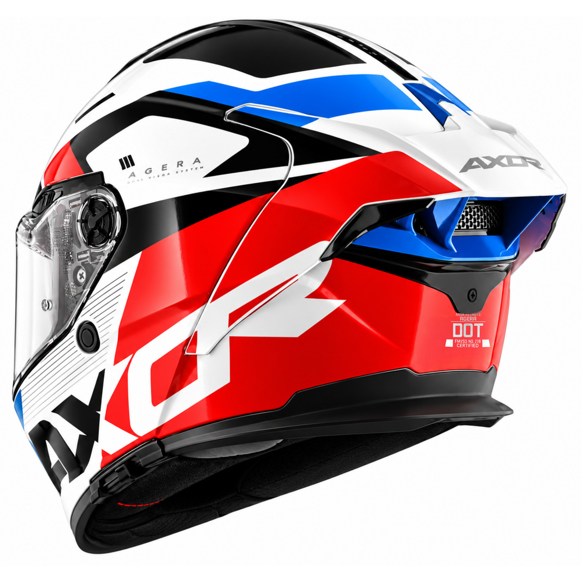 AXOR AGERA RUSH GLOSS WHITE BLUE RED HELMET