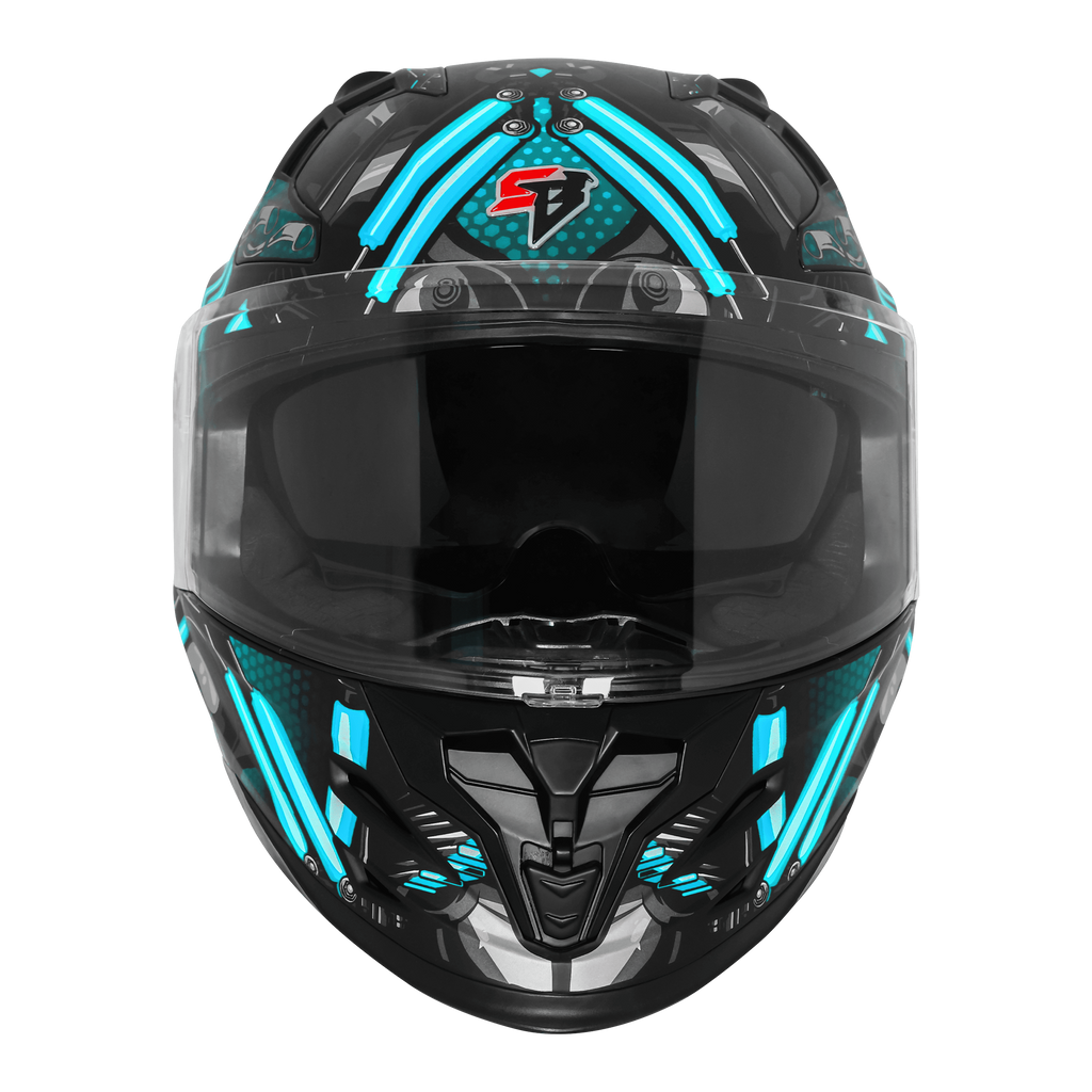 STEELBIRD SXE TPE EDITION ST1 GLOSS BLACK CYAN  - SBH 61