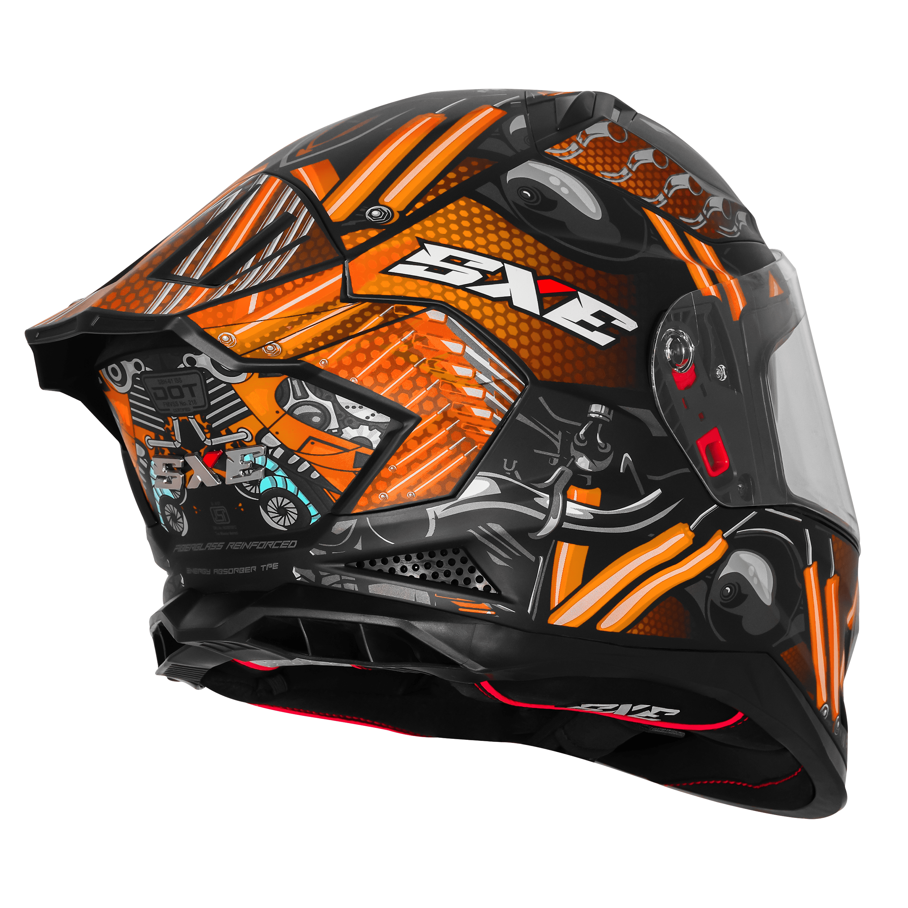 STEELBIRD SXE TPE EDITION ST1 MATT BLACK ORANGE  - SBH 61