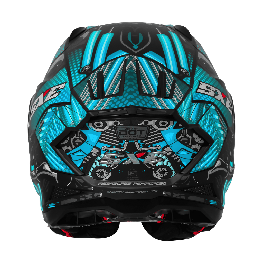 STEELBIRD SXE TPE EDITION ST1 GLOSS BLACK CYAN  - SBH 61