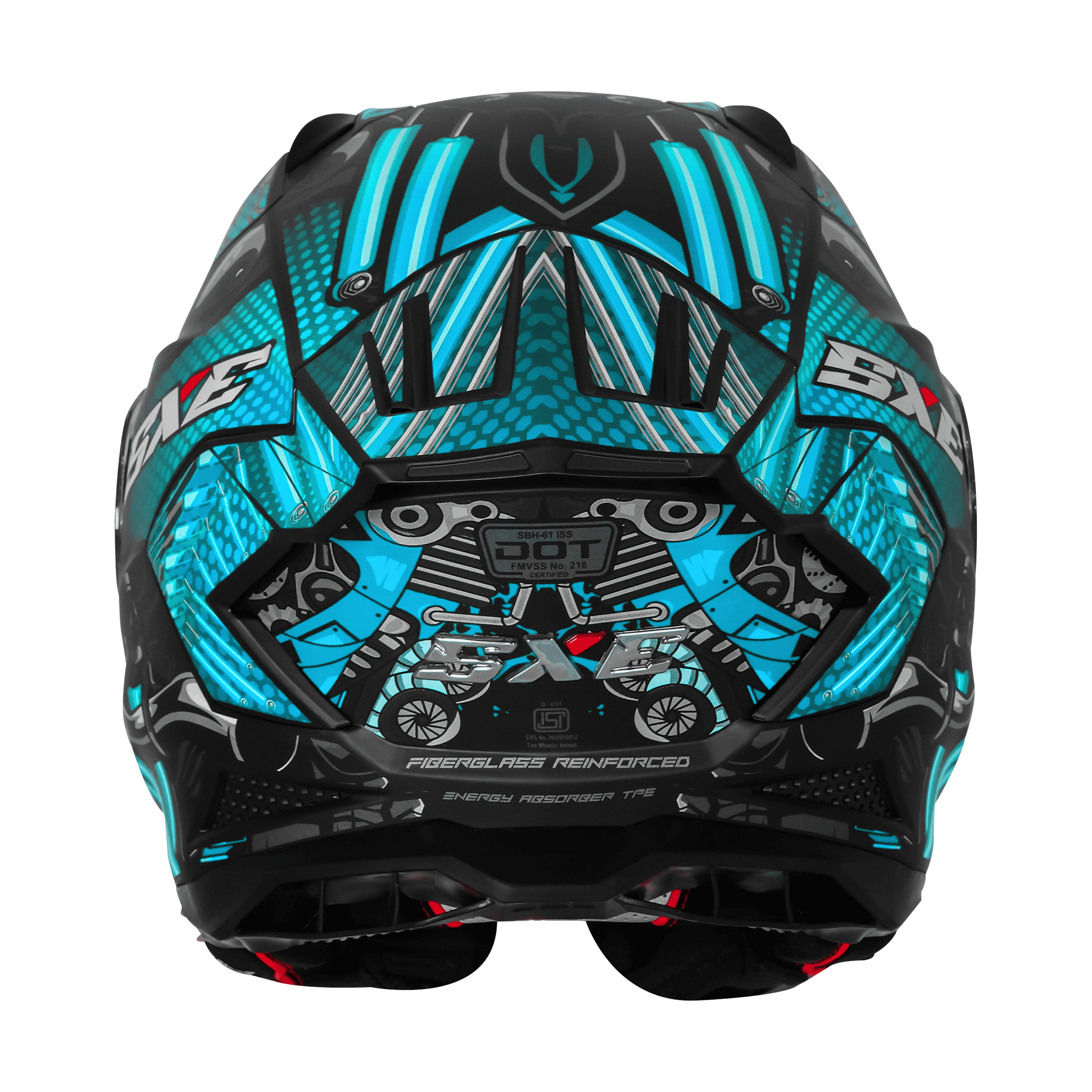 STEELBIRD SXE TPE EDITION ST1 GLOSS BLACK CYAN  - SBH 61