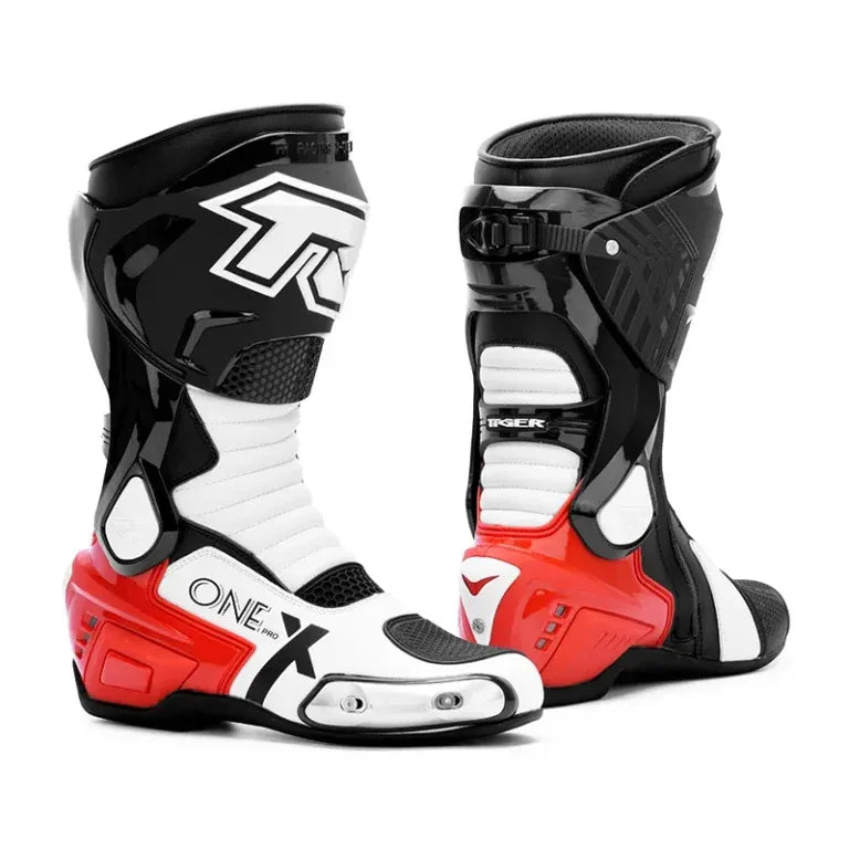 TIGER TR X ONE PRO BOOTS BLACK WHITE RED