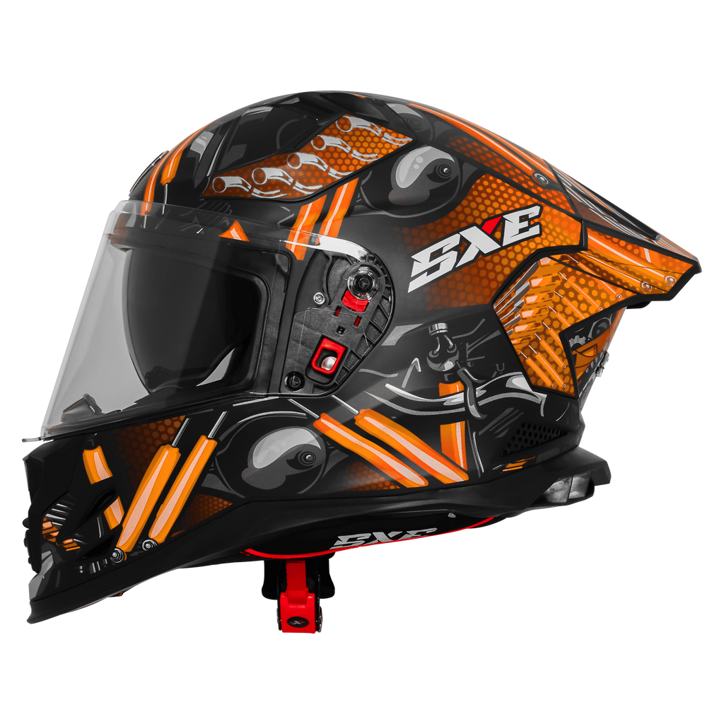 STEELBIRD SXE TPE EDITION ST1 GLOSS BLACK ORANGE  - SBH 61