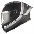 A black, gray, and white full-face motorcycle helmet with a clear visor, featuring the 'R2S' and 'MT-NEVER' branding on a clean white background.