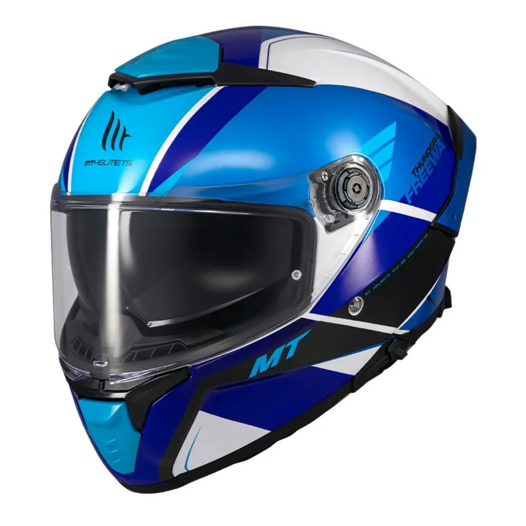 MT Thunder 4 SV Freeway A17 Gloss Blue White Helmet