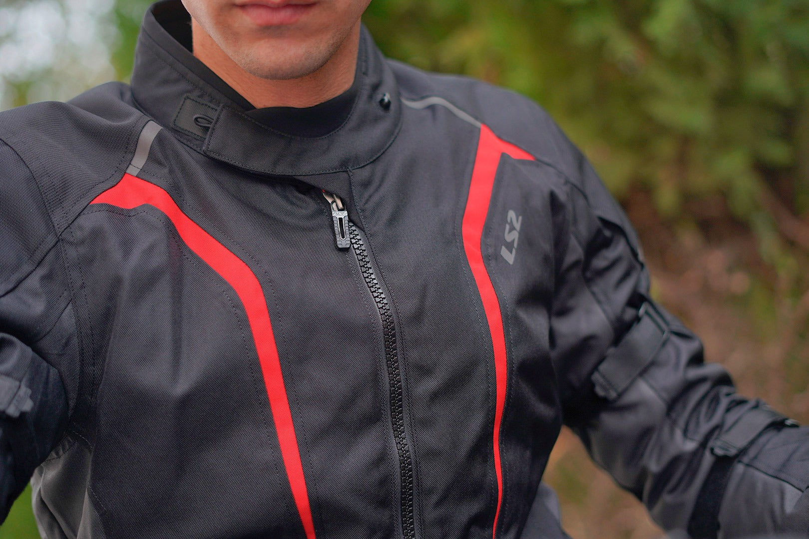 LS2 SEPANG RIDING JACKET - BLACK RED