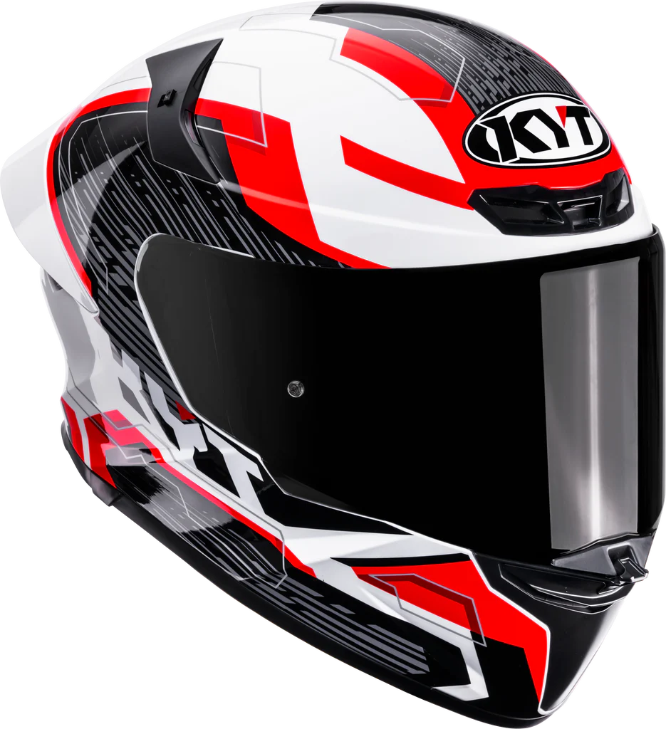 KYT TT Revo Speeding Gloss White Red Helmet