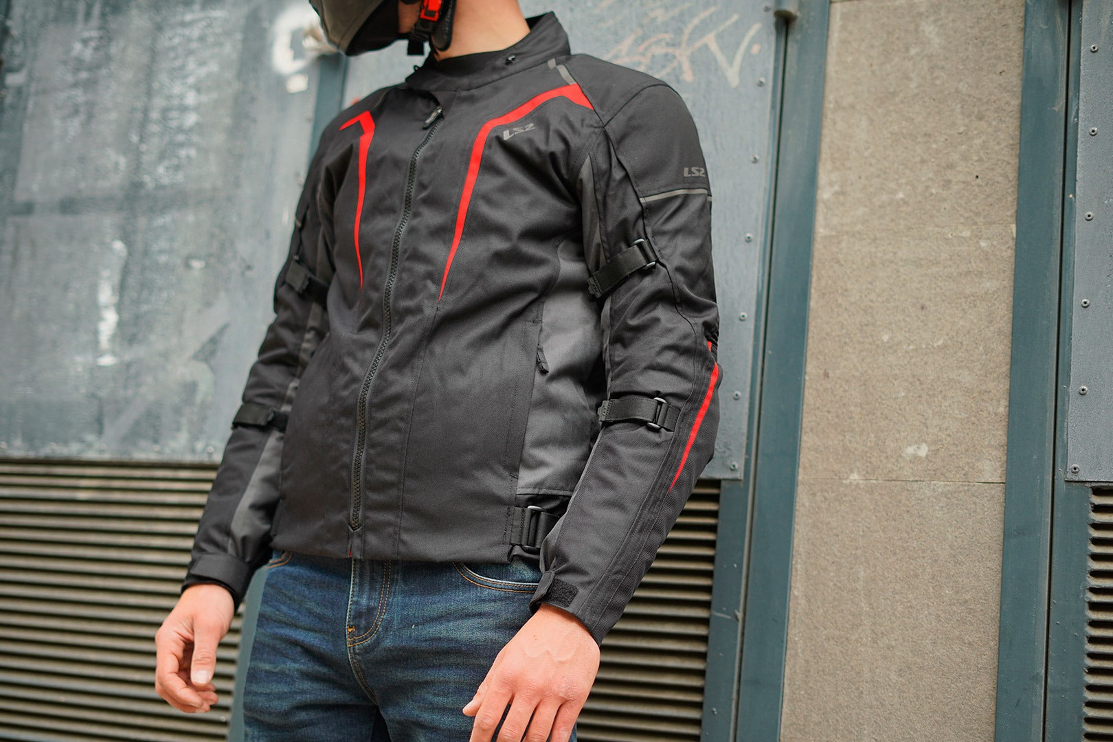 LS2 SEPANG RIDING JACKET - BLACK RED