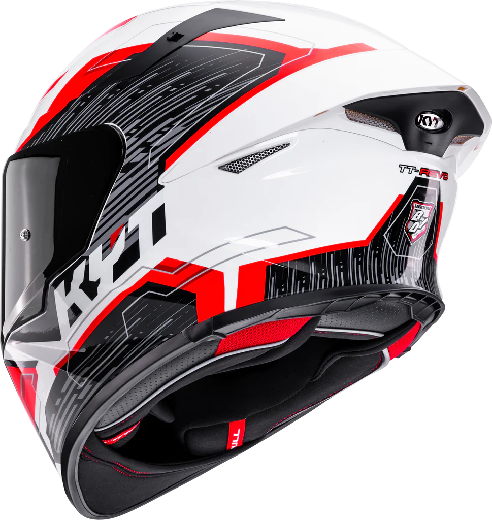 KYT TT Revo Speeding Gloss White Red Helmet