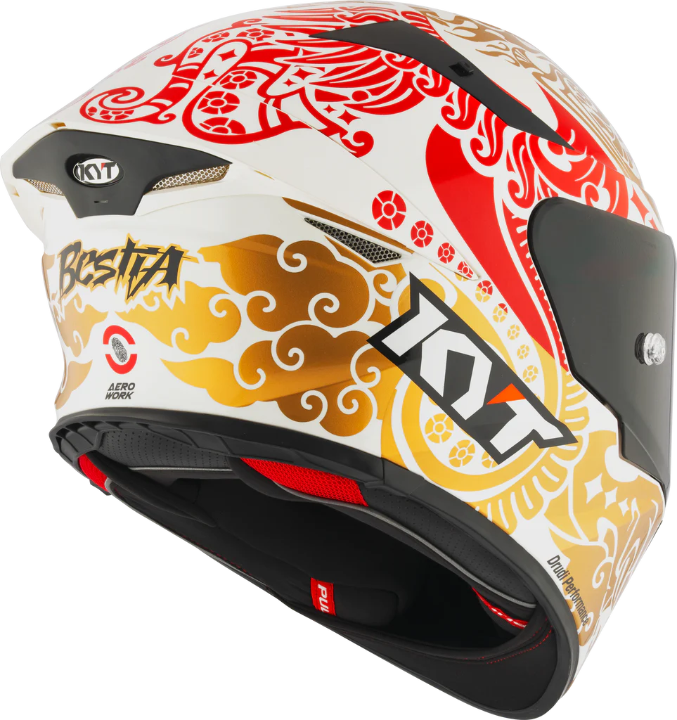 KYT TT Revo Enea Bastianini Indonesia Replica 2023 Gloss Pearl White