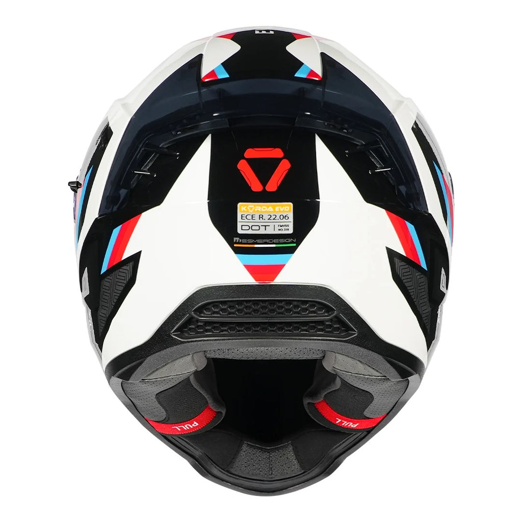 Korda Evo Orcus Gloss White Red Blue helmet