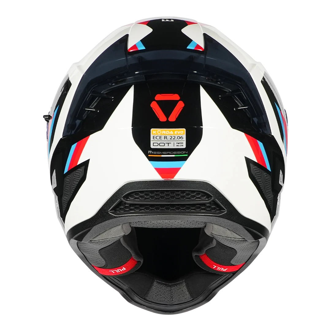 Korda Evo Orcus Gloss White Red Blue helmet