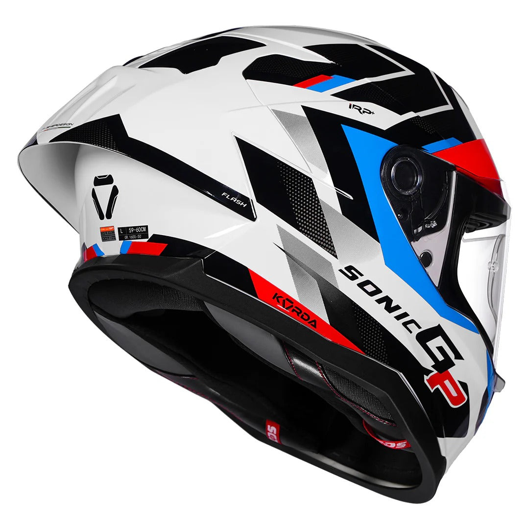 Korda Sonic GP Flash Helmet - Gloss White Blue Red