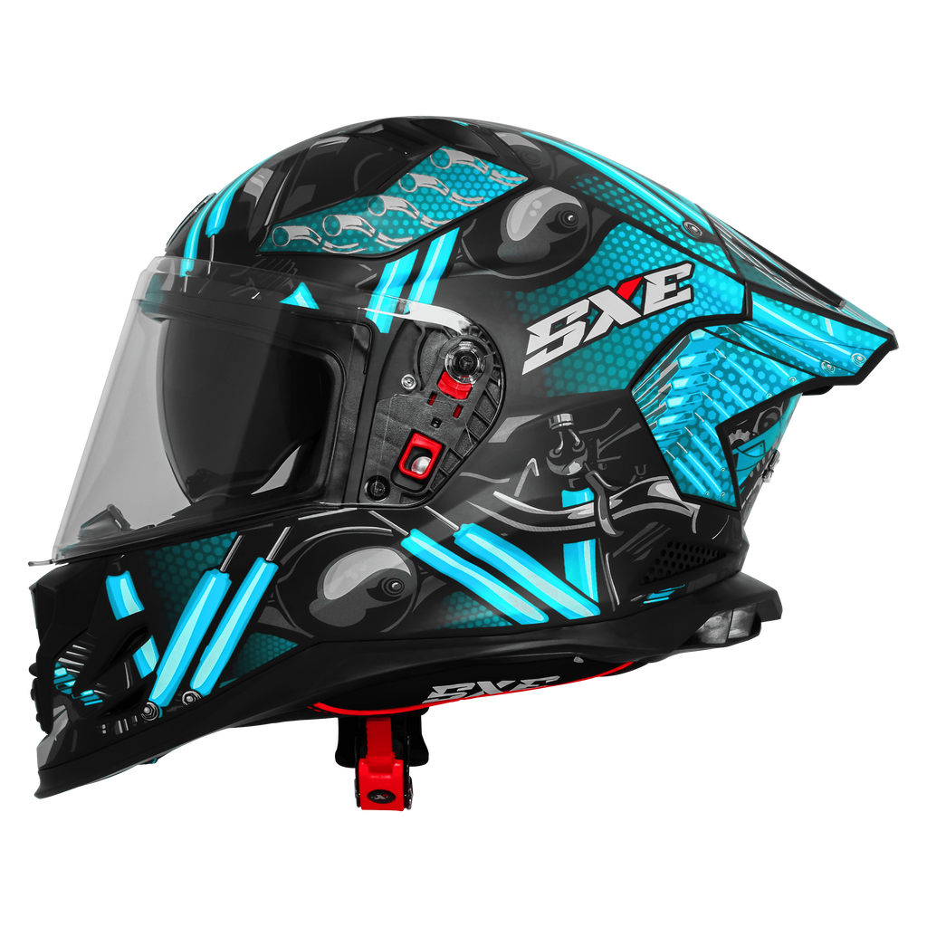 STEELBIRD SXE TPE EDITION ST1 GLOSS BLACK CYAN  - SBH 61