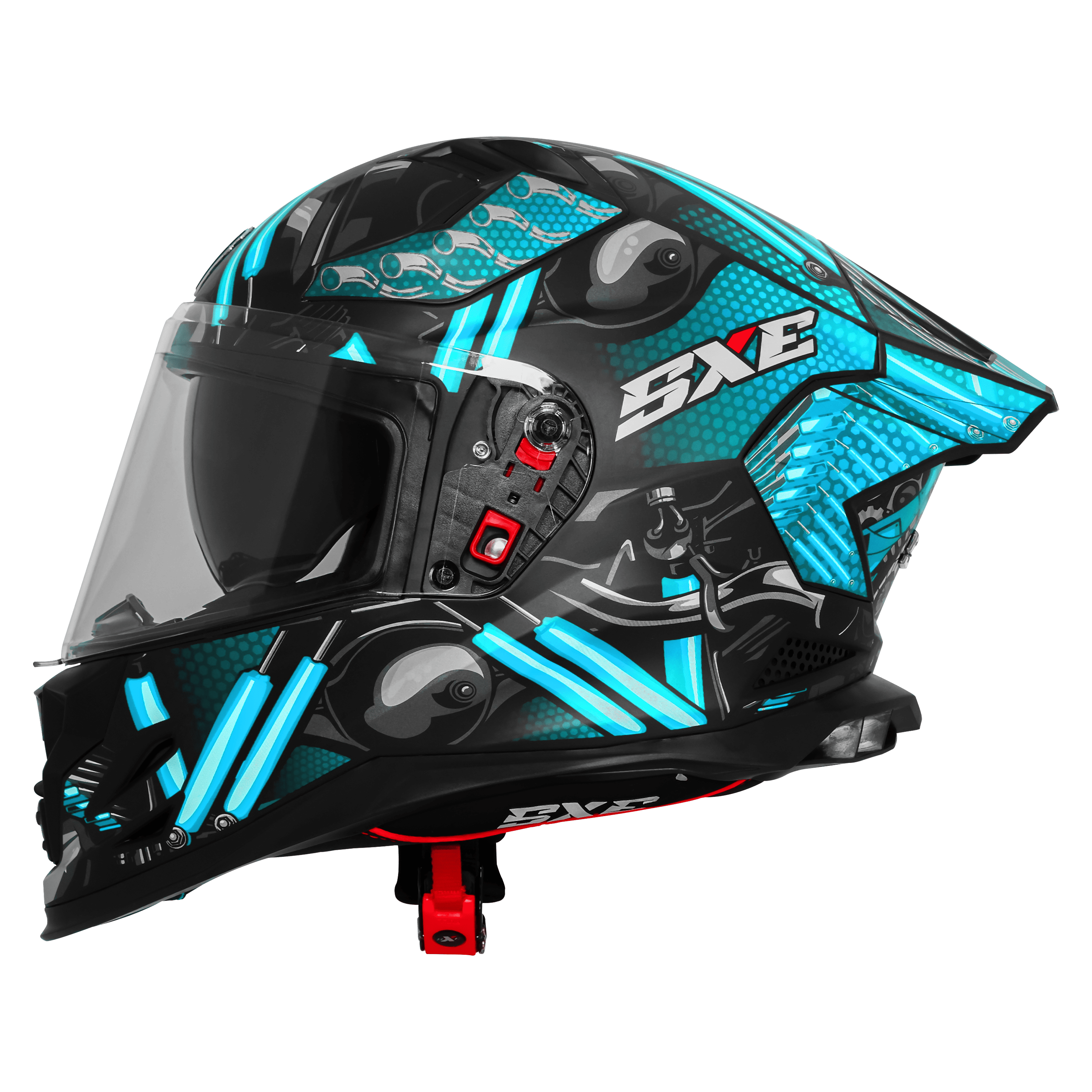 STEELBIRD SXE TPE EDITION ST1 GLOSS BLACK CYAN  - SBH 61