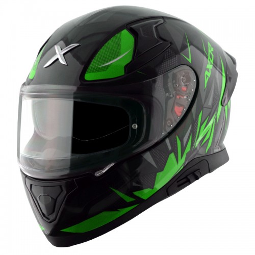 AXOR APEX HUNTER GLOSS BLACK GREEN - Arihant Helmets