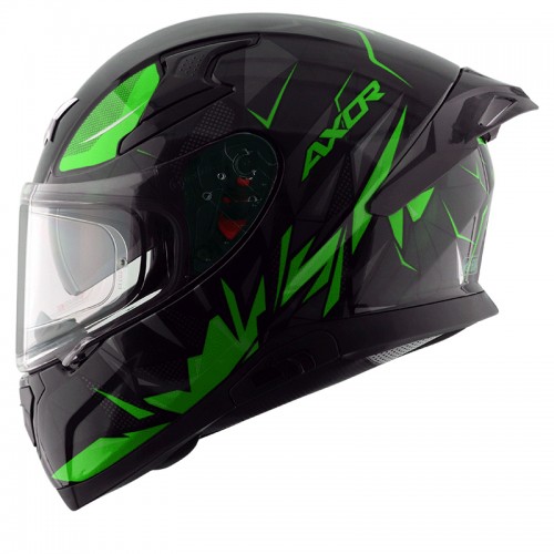 AXOR APEX HUNTER GLOSS BLACK NEON GREEN - Arihant Helmets