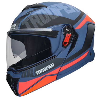 Studds Trooper flip up helmet matt blue flurocent red Arihant