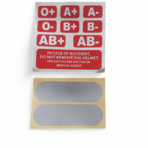 Reflective and blood group safety stickers for helmet
