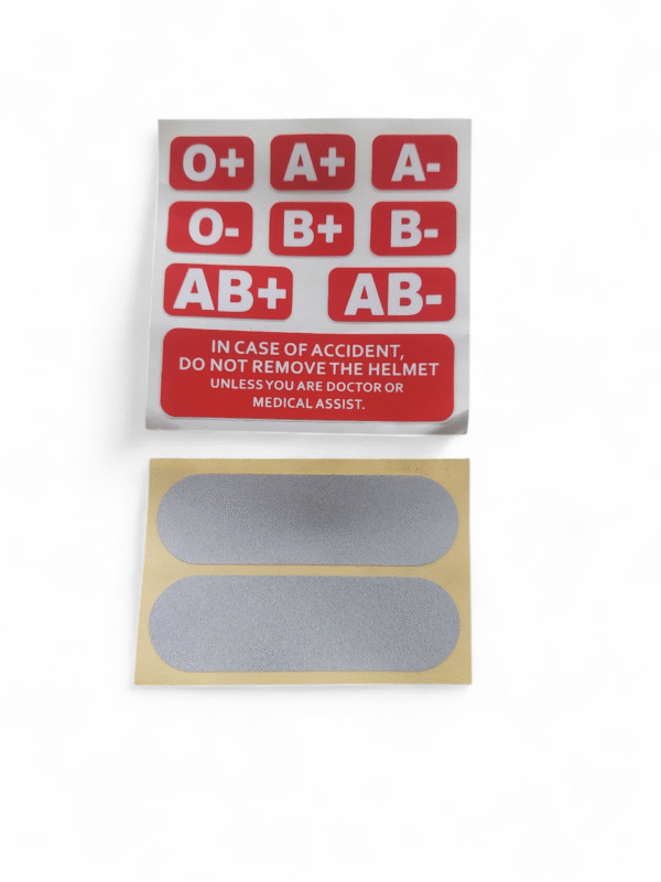 Reflective and blood group safety stickers for helmet